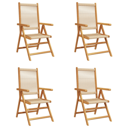 Cadeiras jardim - Cadeiras exterior reclináveis 4 pcs madeira de acácia maciça bege