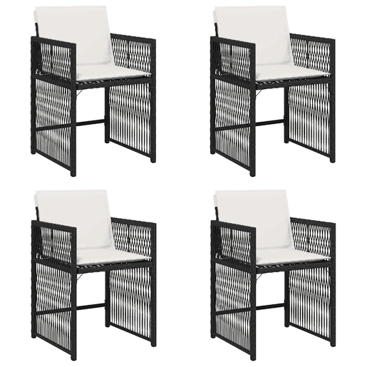 Cadeiras de jardim - Cadeiras de exterior com almofadões 4 pcs vime PE preto