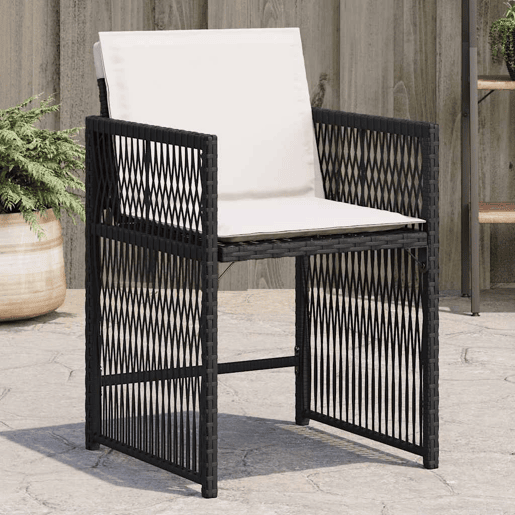 Cadeiras de jardim - Cadeiras de exterior com almofadões 4 pcs vime PE preto