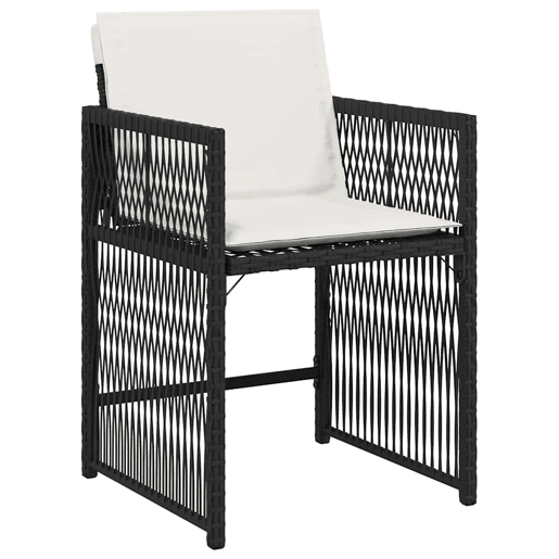 Cadeiras de jardim - Cadeiras de exterior com almofadões 4 pcs vime PE preto