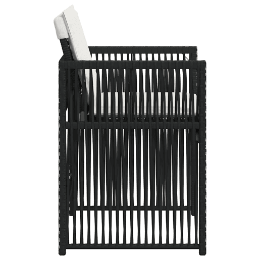 Cadeiras de jardim - Cadeiras de exterior com almofadões 4 pcs vime PE preto