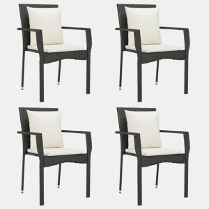 Cadeiras de jardim - Cadeiras de exterior com almofadões 4 pcs vime PE preto