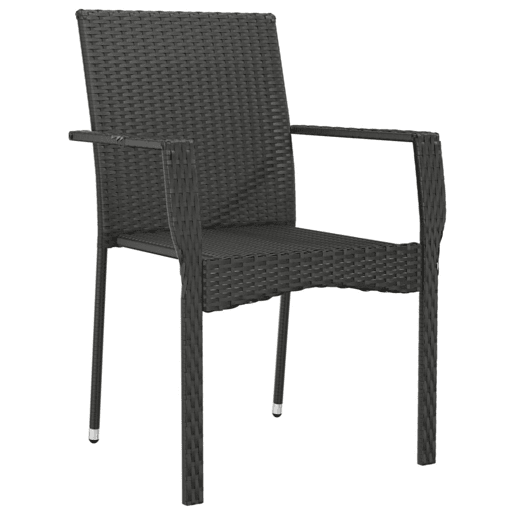 Cadeiras de jardim - Cadeiras de exterior com almofadões 4 pcs vime PE preto Cadeiras de jardim - Cadeiras de exterior com almofadões 4 pcs vime PE preto