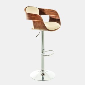 Banqueta de bar de design moderno com apoio para os pés assento em madeira creme e material sintético pés cromados 10_0000064