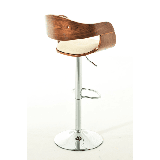 Banqueta de bar de design moderno com apoio para os pés assento em madeira creme e material sintético pés cromados 10_0000064