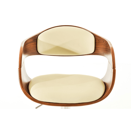 Banqueta de bar de design moderno com apoio para os pés assento em madeira creme e material sintético pés cromados 10_0000064
