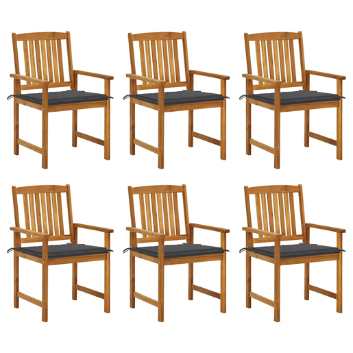 Cadeiras de jardim - Cadeiras de exterior com almofadões 6 pcs acácia maciça Cadeiras de jardim - Cadeiras de exterior com almofadões 6 pcs acácia maciça