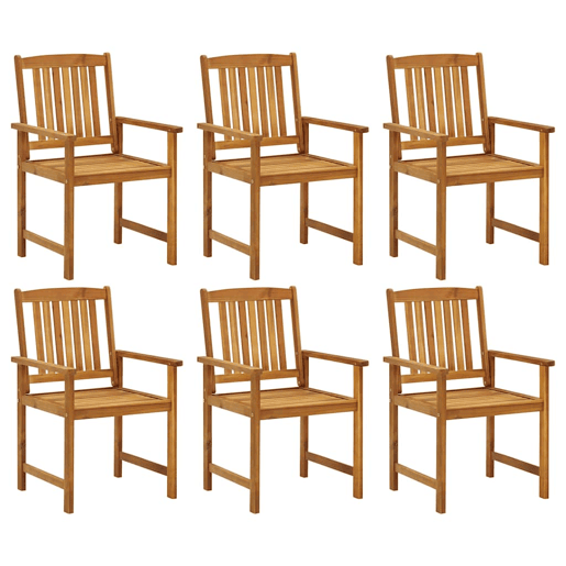 Cadeiras de jardim - Cadeiras de exterior com almofadões 6 pcs acácia maciça Cadeiras de jardim - Cadeiras de exterior com almofadões 6 pcs acácia maciça
