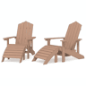 Lote de 2 Cadeiras jardim - Cadeiras exterior Adirondack c apoio de pés PEAD castanho