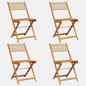 Cadeiras de jardim - Cadeiras de exterior dobráveis 4pcs madeira de acácia maciça bege