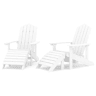 Lote de 2 Cadeiras de jardim - Cadeiras de exterior Adirondack c apoio de pés PEAD branco