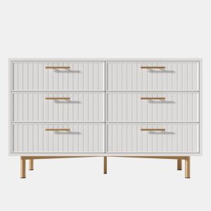 Cômoda 120x40x75 cm - 6 gavetas, design moderno, branco
