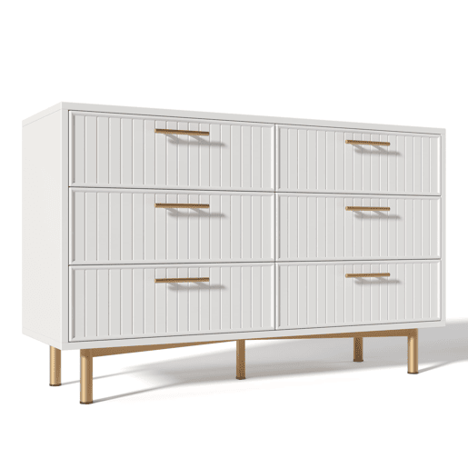 Cômoda 120x40x75 cm - 6 gavetas, design moderno, branco
