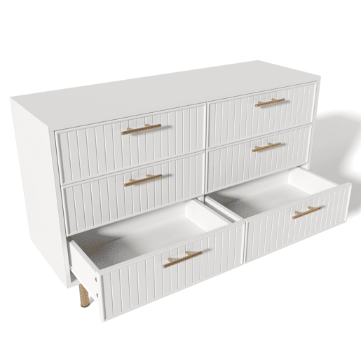 Cômoda 120x40x75 cm - 6 gavetas, design moderno, branco