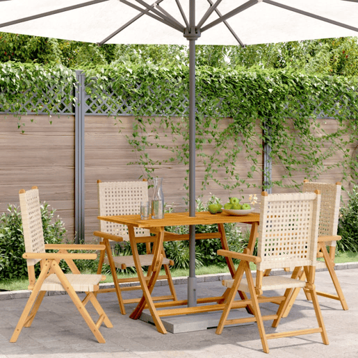 Cadeiras jardim - Cadeiras exterior reclináveis 4 pcs vime PEmadeira maciça bege
