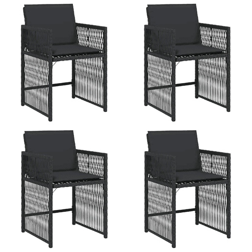 Cadeiras de jardim - Cadeiras de exterior com almofadões 4 pcs vime PE preto