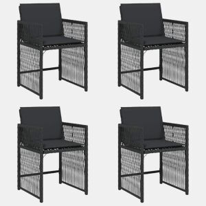 Cadeiras de jardim - Cadeiras de exterior com almofadões 4 pcs vime PE preto