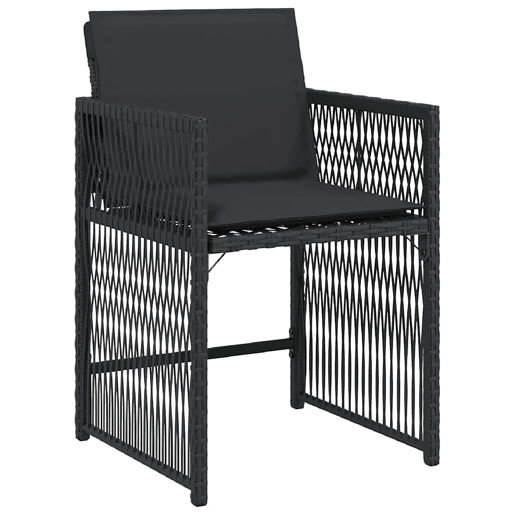 Cadeiras de jardim - Cadeiras de exterior com almofadões 4 pcs vime PE preto
