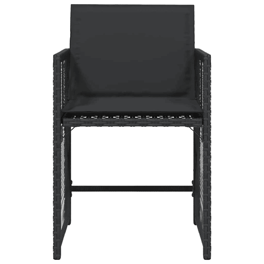 Cadeiras de jardim - Cadeiras de exterior com almofadões 4 pcs vime PE preto