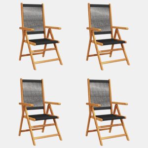 Cadeiras jardim - Cadeiras exterior reclináveis 4pcs madeira de acácia maciça preto