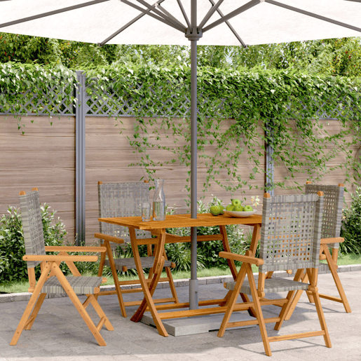 Cadeiras jardim - Cadeiras exterior reclináveis 4 pcs vime PEmadeira maciça cinza