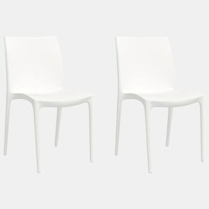 Lote de 2 Cadeiras de jardim - Cadeiras de exterior polipropileno 50x46x80 cm cor creme