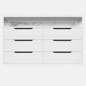 Aparador 120x40x85 cm - Com iluminação LED, 6 gavetas, design moderno, branco