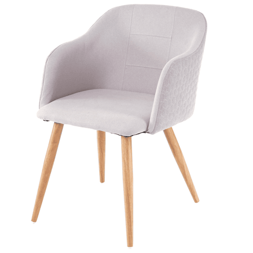 Conjunto de 6 cadeiras de jantar com design retrô com apoios de braço e costura decorativa em tecido cinza claro 04_0000807