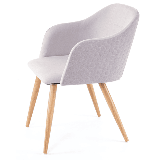 Conjunto de 6 cadeiras de jantar com design retrô com apoios de braço e costura decorativa em tecido cinza claro 04_0000807