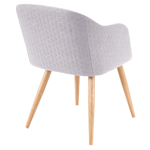 Conjunto de 6 cadeiras de jantar com design retrô com apoios de braço e costura decorativa em tecido cinza claro 04_0000807