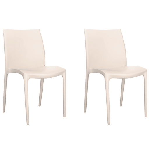 Lote de 2 Cadeiras de jardim - Cadeiras de exterior polipropileno 50x46x80 cm cor creme