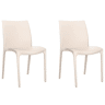 Lote de 2 Cadeiras de jardim - Cadeiras de exterior polipropileno 50x46x80 cm cor creme