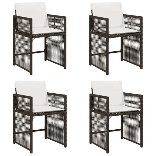 Cadeiras de jardim - Cadeiras de exterior com almofadões 4 pcs vime PE castanho