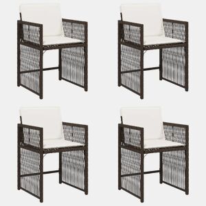 Cadeiras de jardim - Cadeiras de exterior com almofadões 4 pcs vime PE castanho