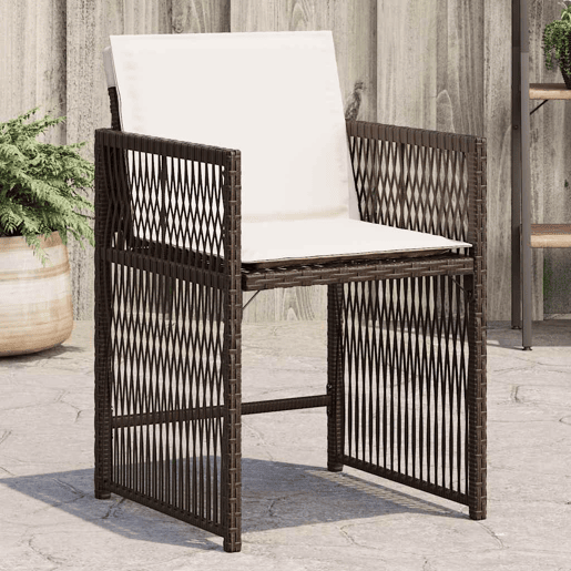 Cadeiras de jardim - Cadeiras de exterior com almofadões 4 pcs vime PE castanho