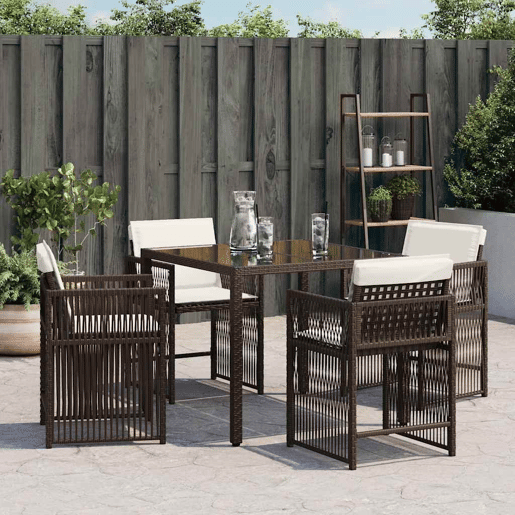 Cadeiras de jardim - Cadeiras de exterior com almofadões 4 pcs vime PE castanho