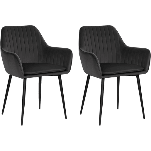 DUPI Cadeira de Jantar JAVEA, Poltrona Estofada em Camurça, Design Moderno, 58x58x86 cm (Pacote com 2 Unidades, Cinza)