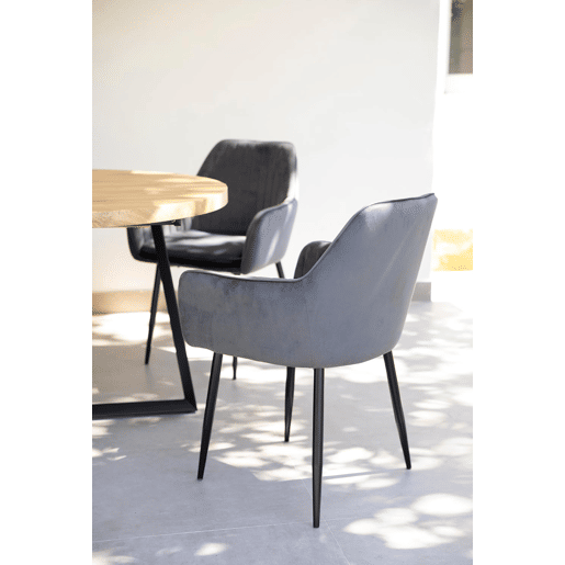 DUPI Cadeira de Jantar JAVEA, Poltrona Estofada em Camurça, Design Moderno, 58x58x86 cm (Pacote com 2 Unidades, Cinza)