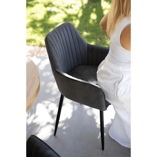 DUPI Cadeira de Jantar JAVEA, Poltrona Estofada em Camurça, Design Moderno, 58x58x86 cm (Pacote com 2 Unidades, Cinza)