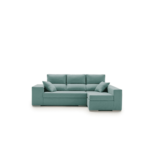 Chaise longue com pufe grande, verde-esmeralda turquesa, lado direito