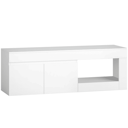 HOMCOM Móvel de TV Mobiliário de TV com 2 Portas Prateleira Aberta Móvel de TV de Sala de Estar para Televisóres de 60 Polegadas 140x40x48 cm Branco