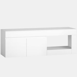 HOMCOM Móvel de TV Mobiliário de TV com 2 Portas Prateleira Aberta Móvel de TV de Sala de Estar para Televisóres de 60 Polegadas 140x40x48 cm Branco