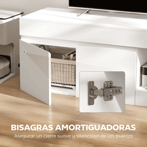 HOMCOM Móvel de TV Mobiliário de TV com 2 Portas Prateleira Aberta Móvel de TV de Sala de Estar para Televisóres de 60 Polegadas 140x40x48 cm Branco
