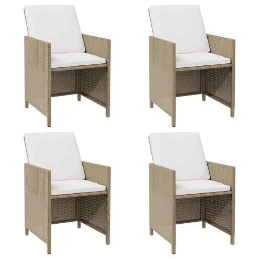 Cadeiras de jardim - Cadeiras de exterior com almofadões 4 pcs vime PE bege