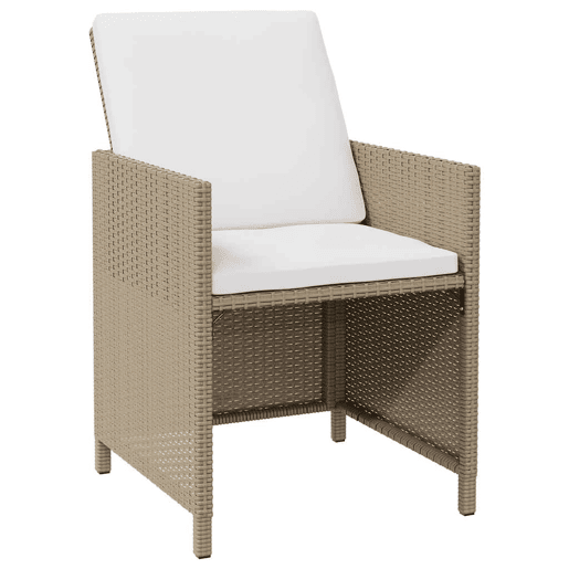 Cadeiras de jardim - Cadeiras de exterior com almofadões 4 pcs vime PE bege