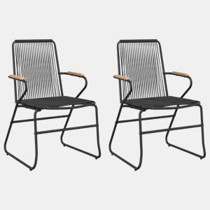 Lote de 2 Cadeiras de jardim - Cadeiras de exterior 58x59x85,5 cm vime de PVC preto