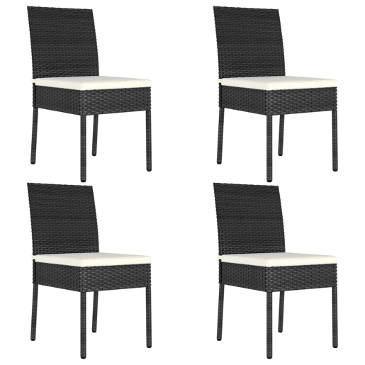 Cadeiras de jantar para jardim - Cadeiras de exterior 4 pcs vime PE preto Cadeiras de jantar para jardim - Cadeiras de exterior 4 pcs vime PE preto