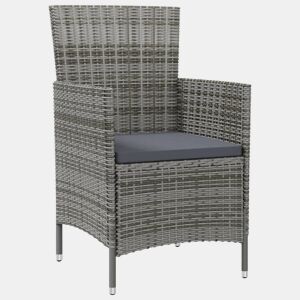 Cadeiras de jardim - Cadeiras de exterior c almofadões 4 pcs vime PE cinzento