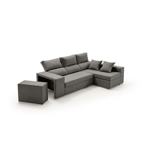 Chaise longue com pufe grande, cor Emerald Marengo, lado esquerdo.