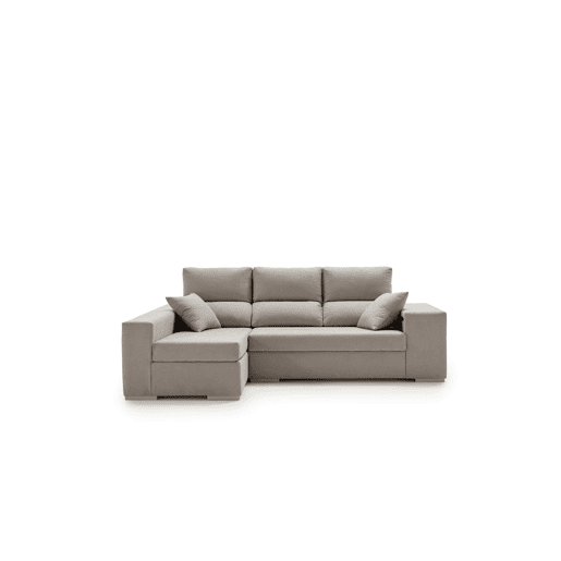 Sofá chaise longue com grande pufe, cinza esmeralda, à esquerda Sofá chaise longue com grande pufe, cinza esmeralda, à esquerda